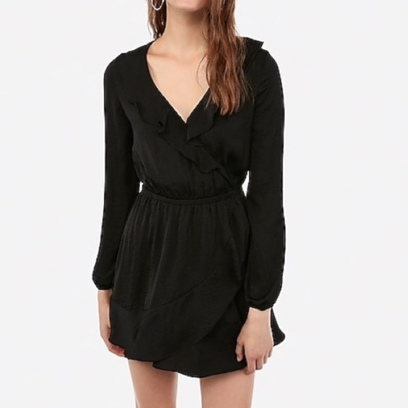 ruffle elastic waist wrap dress
